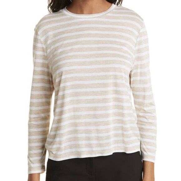 Vince NWT Stripe Bracelet Sleeve Crewneck Long Sleeve T-Shirt Size XL Soft Cozy - Picture 1 of 12
